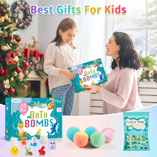 Bath Bombs for Kids with Surprise Inside, 24 Pack Kids Bath Bombs with Toys Inside Gift Set, Kid Bubble Bath Fizzy for Girls Boys with Bath Toys - color: Colorful