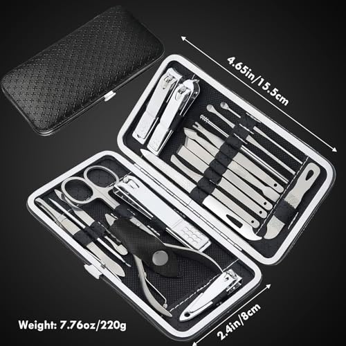 Manicure Set - 19 in 1 Professional Nail Clippers Pedicure Kit, Manicure Tool Kit, Stainless Steel Facial Grooming Set Kit, Gift Idea for Women, Men, Girls, Teens, Black - color: Black