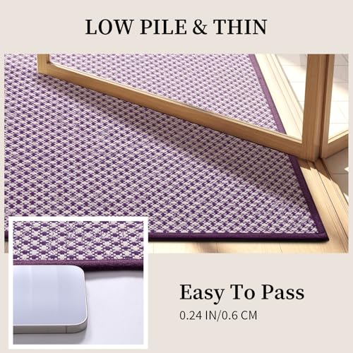 YIHOUSE Thin Bath Mat Purple Bathroom Rugs Sets 2 Pieces, Non Slip Absorbent Mats Quick Dry, Woven Rugs Washable, Tapetes para Baño for Bathroom Toilet,Bathtub(17"x24"+17"x32") - color: Purple, size: 2Pieces(17"x24"+17"x32")