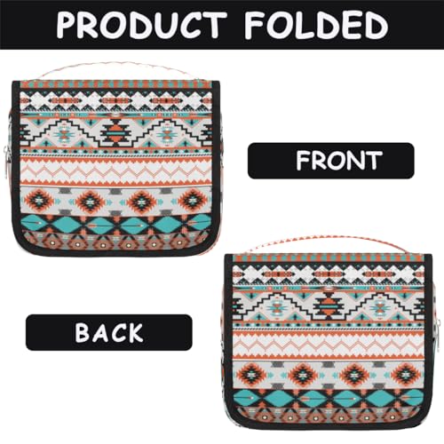 Travel Hanging Toiletry Bag for Women Men Tribe Ethnic Aztec Geometric Cosmetic Bag Waterproof Makeup Organizer for Accessories, Shampoo, Full Sized Container, Toiletries for Bathroom Shower - color: A-002