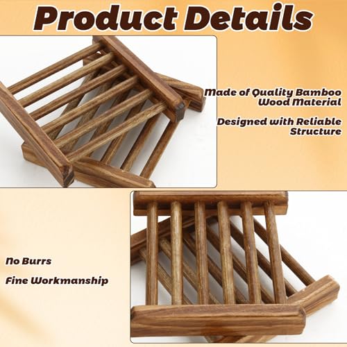 50 Pcs Bamboo Wood Soap Dish Bulk Natural Wooden Soap Holder Savers, Self-Draining Bathroom & Kitchen Soap Trays, Durable Handcrafted Wooden Soap Dishes 3.3 x 3.4 x 0.67 Inch