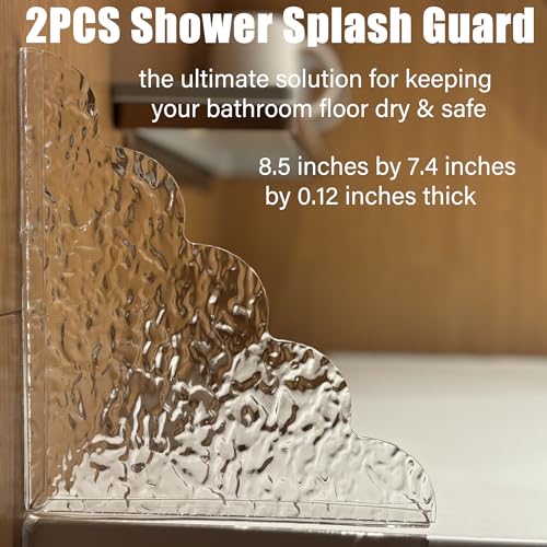 Shower Splash Guard 2-Pack, Self-AdhesiveAcylic Bathtub Water Guards for Kids-Tub Edge Water Guard