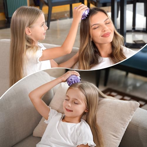 SHINLEA 2 in 1 Scalp Massager Hair Growth,Scalp Scrubber with Soft Silicone Bristles for Dandruff Removal,Shampoo Brush for Exfoliation,Head Massager for Both Wet and Dry Use (Purple) ﻿ - color: Purple