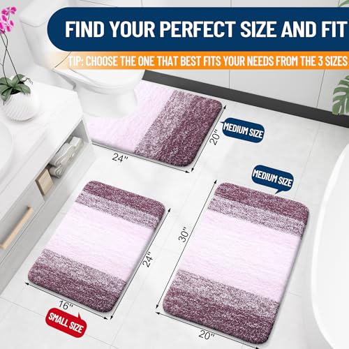 OLANLY Small Bathroom Rugs Mat 24x16, Extra Soft Absorbent Microfiber Bath Rugs, Rubber Backing, Quick Dry, Machine Washable Bath Mats for Bathroom Floor, Tub and Shower, Home Decor Accessories, Mauve - color: Mauve, size: 24" X 16"