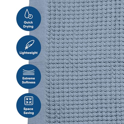 ONSEN Supima Cotton Waffle Bath Mat – Bathroom Rug, Washable Rug, Bathroom Floor Mat – Ultra-Absorbent, Quick-Dry, Soft & Durable Luxury Cotton - Denim, 20x30 in - color: Denim