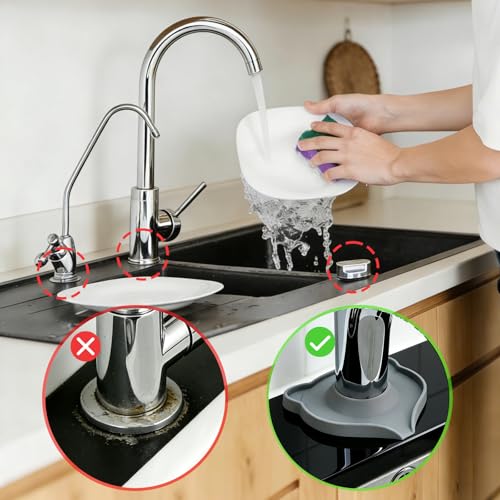 Compact Silicone Kitchen Sink Faucet Splash Proof Mat, Tap Water Diversion Splash Guard Drain Pad(Grey,2PCS) - color: Greyx2
