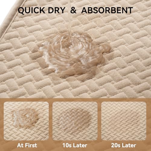YDKGL Bathroom Runner Non Slip, Extra Soft Absorbent Quick Dry Bath Mats, Foam Weave Texture Thin Bath Rugs Washable with Rubber Backing, 20" x 59“ - color: Brown, size: 20"x 59"