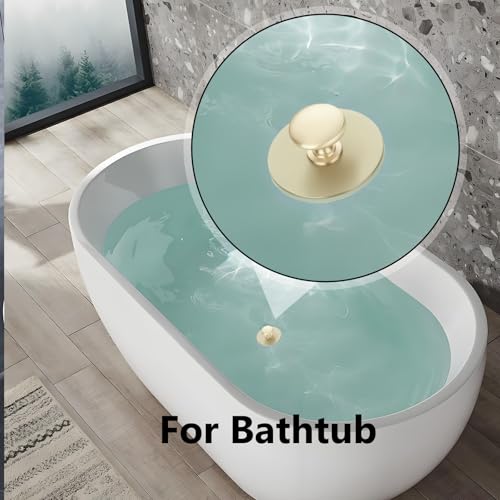 Bathtub Drain Stopper,Tub Silicone Stopper,Bathtub Drain Replacement Accessories,Suitable for Bathtubs,Sinks,Washbasin Drain Ooutlet Rubber Drain Stopper (Gold) - color: Gold
