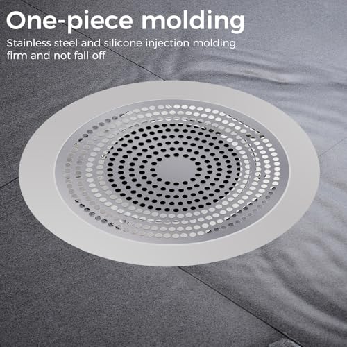 Shower Hair Drain Catcher - Stainless Steel, 5.7in Wide Rim for Robust Bathtub Adhesion, Easy Maintenance, Prevents Clogs, Perfect for Homeowners, Renters, Parents, Pet Owners