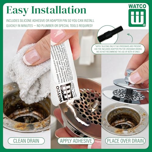 Watco Universal NuFit Push Pull Stopper, Silicone, 3/8 in or 5/16 in Combo Pin, Friction Pin, Grid, Universal Bathtub Drain Stoppers, Easy Install, Hair Catcher, Replacement Tub Drain, Brushed Nickel - color: Brushed Nickel