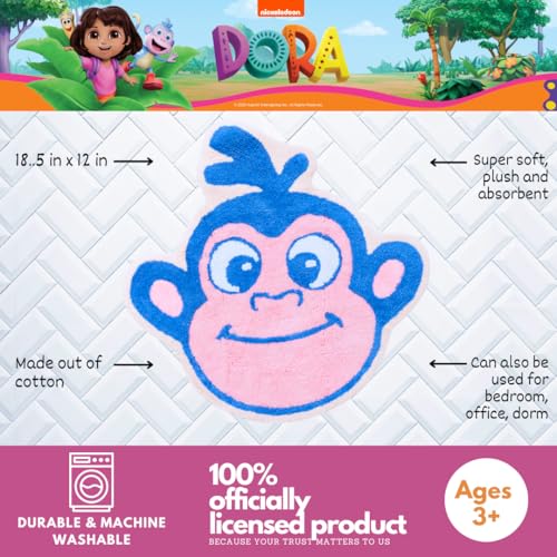 Dora the Explorer Boots Bath Rug – Kids Non-Slip Cotton Plush Bathroom Mat, Monkey Character Shaped Rug, 18.5 x 12 in (Officially Licensed) by Franco - color: Dora the Explorer - Boots
