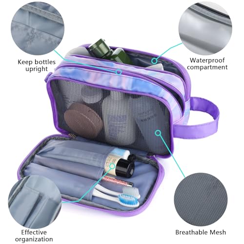 Purple Toiletry Bag for Girls, Travel Toiletry Bag for Teen Girls Cosmetic Bag Makeup Bag Waterproof Hanging Wash Bag Kids Toiletries - color: Fluids-Purple
