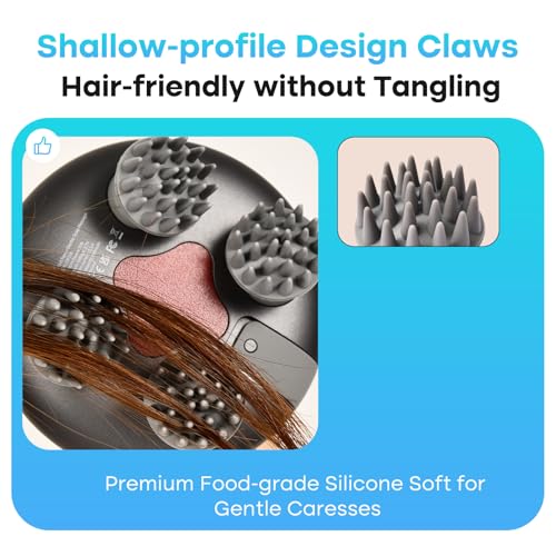 arboleaf Scalp Massager Electric, Portable Head Massager Scalp Stress Relax, Waterproof 6 in 1 Hair Massage with 8 Removable Claws, Rechargeable Hair Head Scratcher, Gift for Dad Mom - color: Teal Black