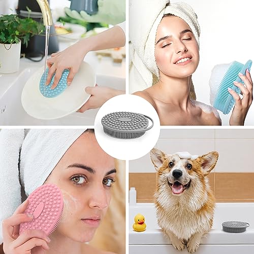 PQRUU 3 Pack Silicone Body Scrubbers for Use in Shower, Exfoliating Body Scrubber Fit for All Kinds of Skin, Soft Silicone Loofah for Women Men,Bath Scrubbers Rapid Foaming,Black,Blue,Gray - color: Black,blue,gray