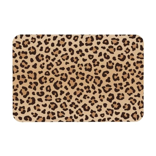 Leopard Print Bath Mat Rugs 15.7x23.6 in, Diatomaceous Earth Bathroom Rug Fit Under Door Rubber Non-Slip Absorbent Bathroom Mat for Bathroom Kitchen Floor, Tub and Shower Sink - color: Leopard Print