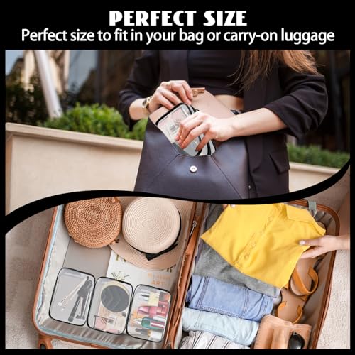 YedsIntu 16 Pieces Clear Cosmetic Bags PVC Clear Makeup Bags TSA Approved Toiletry Bag with Zipper Waterproof Vinyl Plastic Organizer Storage Transparent Pouch for Women and Men (Black, Small) - color: Black-S