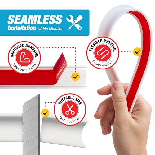 Shower Threshold Water Dam Barrier 67" - White Collapsible Walk in Shower Water Guard - Door Bottom Seal Strip Leak Guard by Hippo Dam - color: White, style: 67