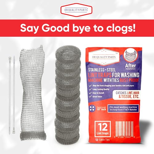 Washing Machine Lint Trap – Stainless Steel Hose Filter, Mesh Drain Catcher, Washer Sock Lint Remover, Rust-Free Snare Laundry Filter with Nylon Cable Ties, 29cmx6.5cm – 30-Pack - style: Pack of 30