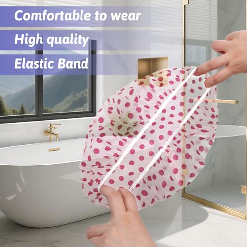 12 Pcs Reusable Shower Hat Bath Caps, Elastic Reusable Waterproof Plastic Shower Caps for Women, Waterproof Bath Hair Hat with Elastic Band, Bathing Showers Cap for Showers Spa Salon