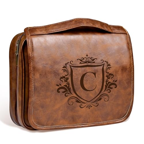 Personalized Gift from Wife 3-in-1 Hanging Travel Toiletry Bag for Men Him, Cool Valentines Easter Fathers Day Anniversary Christmas Birthday Gifts for Husband Boyfriend Light Brown C - color: Light Brown, style: C