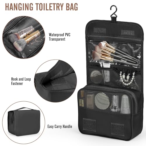 Veken 10 Set Packing Cubes for Travel Essentials,Anti-Wrinkle Buckled Suitcase Organizer for Shoe & Toiletry Bag,Carry On Luggage Bag with 99+ Count Mesh Holes for Airplane & College Dorm Accessories - color: 01 Black