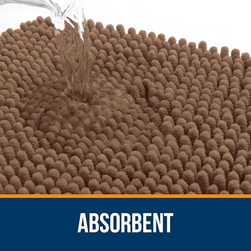 OLANLY Toilet Rugs U-Shaped 20x20, Extra Soft Absorbent Chenille Contour Bathroom Rugs for Toilet, Dry Quickly, Machine Washable, Non-Slip Bath Mat, Mocha - color: Mocha, size: 20" X 20" Contour Rug