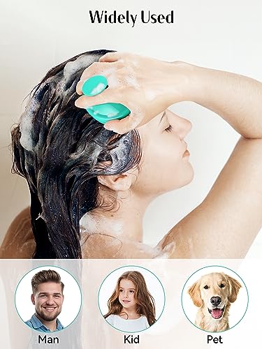 HEETA Scalp Massager Hair Growth 2-Pack, Soft Silicone Scalp Scrubber Shampoo Brush for Exfoliation Dandruff Removal Head Massage Stress Relax, Wet & Dry Use for Women Men Thick Thin Curly Hair Care - color: 01- Black & Green