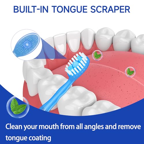 Mini Disposable Toothbrushes with Toothpaste 26 pcs 5 in 1 Travel Portable Toothbrush with Toothpaste + Tongue Scraper + Picks+Floss Travel Case (Mix 5 Flavors, 26)