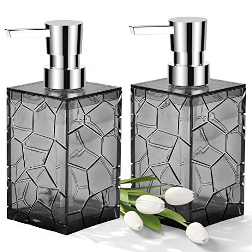 YAUKPH 2 Pack Grey Rust Proof Soap Dispenser | Acrylic material for bathroom and kitchen countertops - color: 2 Pack Gray
