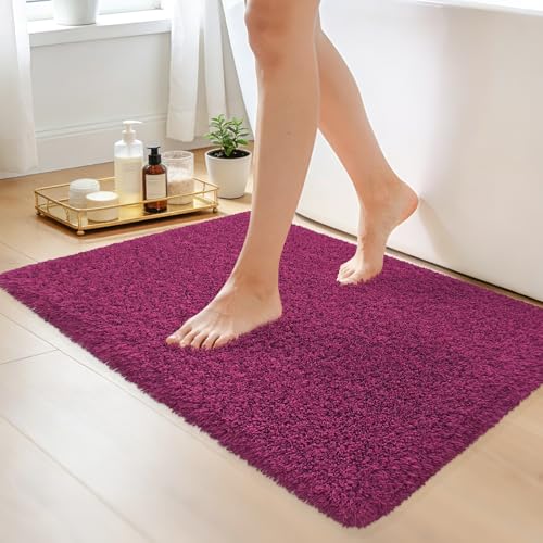 Bathroom Rugs 30"x20", Extra Soft Absorbent Plush Bath Mat Rubber Backing Quick Dry, Machine Washable Bath Mats for Bathroom Tub, Floor, Shower, Bedroom, Burgundy - color: Burgundy, size: 30" x 20"