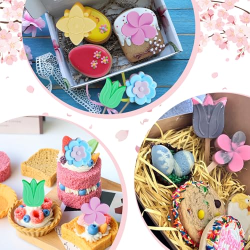 Flower Silicone Molds Tulip Daisy Flower Soap Molds 2Pcs Tulip Shape Candle Mold Daisy Floral Resin Clay Wax Soap Mold Floral Silicone Moldes para Velas for Candles Polymer Clay Craft - color: Pink Green