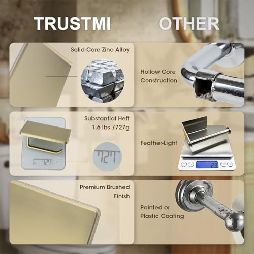 TRUSTMI Toilet Paper Holder with Shelf & Phone Stand | Brushed Gold Bathroom Storage, Solid Zinc Alloy, Wall Mounted | Holds 15lbs, Fits Jumbo Rolls - color: Brushed Gold, size: 7.1" x 4.3"
