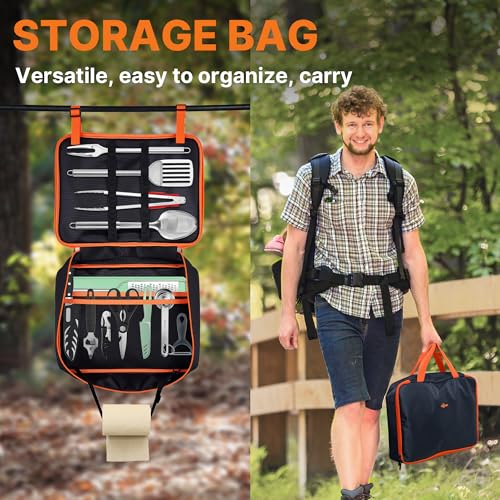 Gaialoop Portable Camping Cooking Utensils Set, Camp Kitchen Set with Organizer Bag, RV Essentials Outdoor Cooking Utensil Kit for Travel, Picnics, Camping, BBQs, Parties - style: 36pcs