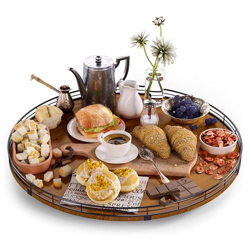 21" Lazy Susan Turntable, Wooden Organizer for Dining Table, Pantry, Kitchen, Countertop, Cupboard,Home Decor, Walnut - color: Walnut, size: 21 inches