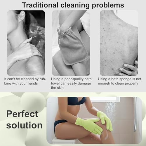 Exfoliating Glove for Shower-Body Exfoliator Scrub Gloves,Shower Gloves for Scrubbing Dead Skin,for Women Men Bath Spa - color: Green