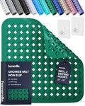 homerella® Shower Mat Non Slip Anti Mold, Non Slip Shower Mats for Inside Shower Stall Anti Slip Mat, Square Shower Floor Mat 21 x 21 in with Suction Cups & Hooks for Quick Drying, Machine Washable - color: Green