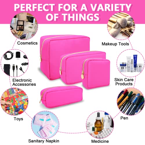 Small Pencil Case Makeup Bag for Purse, Cute Pencil Pouch Preppy Nylon Makeup Brush Bag with Zipper , Girls Portable Stationery Storage Case Small Pen Bag for Office School College(Slim-Bubblegum) - color: Bubblegum, size: Slim