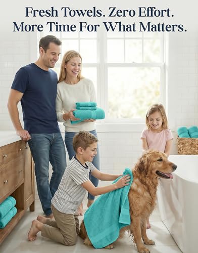 LANE LINEN 100% Cotton Bath Towel Set - 16 Pieces - Softer, Durable & Highly Absorbent - 4 Bath, 8 Wash cloths, 4 Hand Towels for Bathroom - Family Set, Premium Quality & OEKO-TEX Certified - Teal - color: 09: Teal