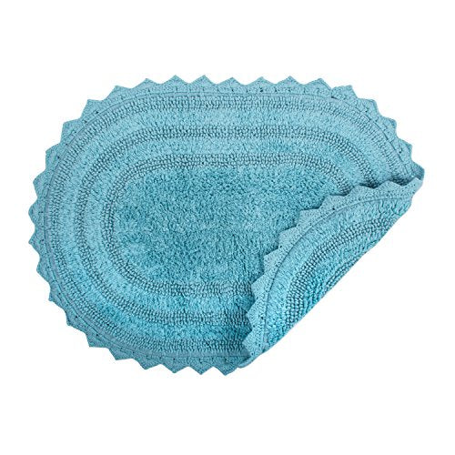 DII Crochet Collection Reversible Bath Mat, Small Oval, 17x24, Cameo Blue - color: Cameo Blue, size: 1'5" x 2' (Oval)