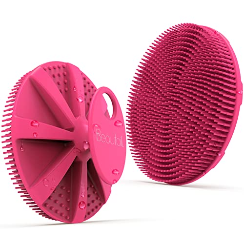 BEAUTAIL Silicone Body Scrubber, Gentle Exfoliating Shower Brush for Body | Hygienic Silicone Loofah, Easy-Grip Handle, Soft Bath Essential Scrubber for Sensitive Skin, Women, Men & Kids, 1 Pack, Rose - color: Rose 1 Pc