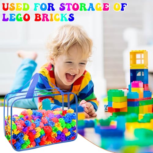 8 Packs 8 Colors Toy Storage Bags, Reusable Clear PVC Board Game Storage, Toy Storage Organizer Bags with Zipper for Building Blocks, Puzzle and Handmade Accessories, Clear Toiletry Bag - color: 8 Color, size: Large and Small