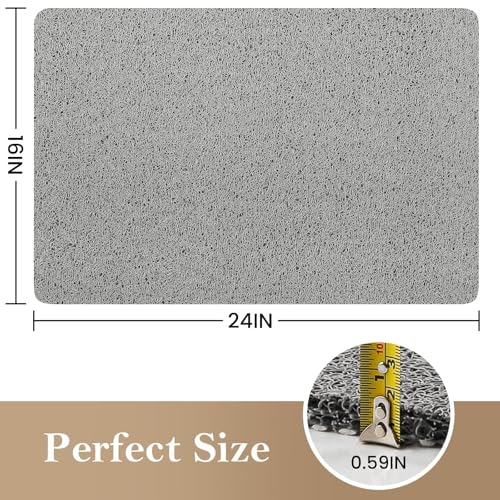 PVC Loofah Shower/Bathtub Mat Non-Slip, 24x16 inch, Soft Tub Mat with Drain, for Tub and Bathroom,Quick Drying,Grey - color: Grey, size: 24" x 16" (Rectangular)