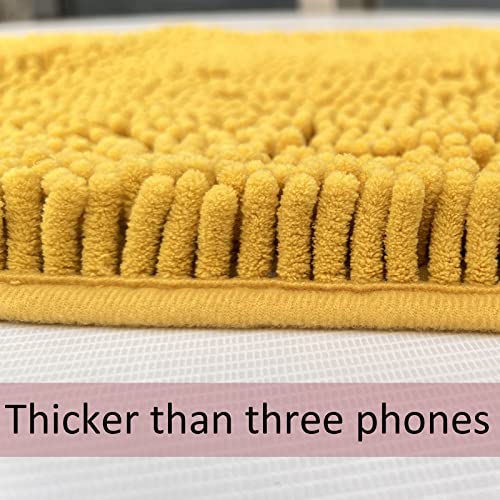 Bathroom Rugs Sets 2 Piece Extra Soft Chenille Bathroom Mats Non Slip Bath Mat Set,Absorbent Shaggy Rugs Perfect Plush Bath Rugs with U-Shaped Toilet Rug,Bathrom Carpets for Bathroom Gold - color: Gold, size: 32"L x 20"W + 24"L x 16"W
