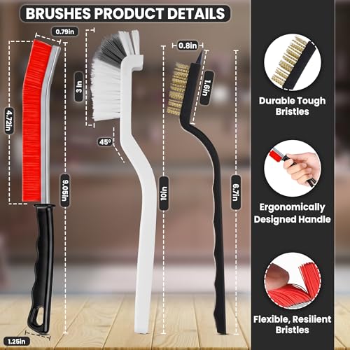 8 Pcs Crevice Cleaning Brush Set – Hard Bristle Cleaning Tools for Grout, Gaps & Narrow Spaces – Multi-Purpose Grout Brush, for Cleaning Bathroom, Shower, Window Tracks, Kitchen - color: Pack of 8 - Assorted Colors - Set a