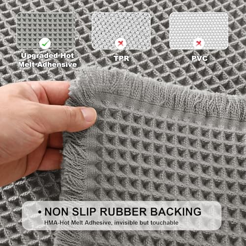 JIUZHEN Waffle Bath Mat Super Absorbent Bath Rugs Non Slip Bathroom Mats for Beside Tub Machine Washable Fast Drying Waffle Rugs for Bathroom Floor, 20" x 32", Grey - color: Grey, size: 1'8" x 2'8" (Rectangular)