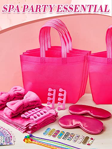 Xuhal 92 Pcs Spa Party Supplies Slumber Party Spa Pretend Play Set with Satin Robes, Headbands and Eye Masks, Sleepover Kit with Gift Bags, Total 10 Sets(Rose,12) - color: Rose, size: 12