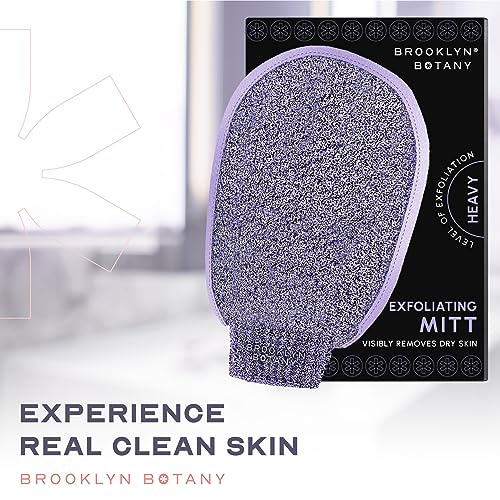 Brooklyn Botany Exfoliating Mitts for Bath and Shower – Heavy Duty Exfoliating Body Scrubber for Massage and Dead Skin Remover for Body – 2 Mitts - style: 2 Mitt