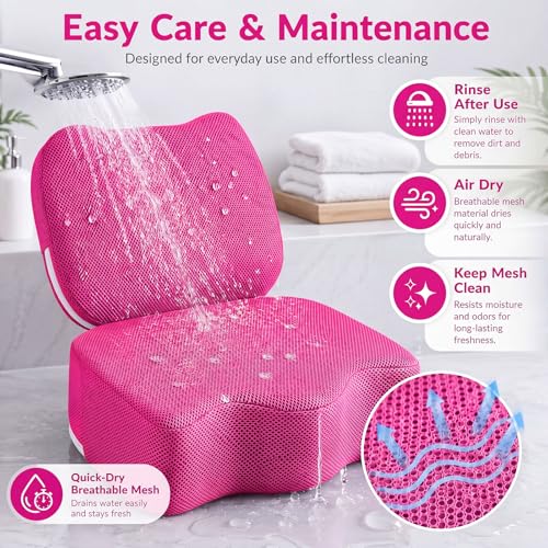Yerliker 1 Pcs Foldable Hot Tub Booster Seat for Adults Adjustable 2 Heights up to 6.3", Weighted Booster Seat 3D Air Mesh Hot Tub Accessories Quick Dry Micro Dot Non Slip for Spa Bathtub Pool (Pink) - color: Pink
