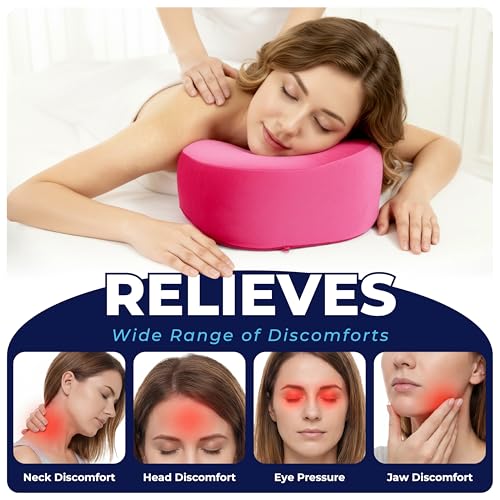 Face Down Pillow for Massage Bed – BBL & Eye Surgery Recovery Headrest | Stomach Sleeping Face Pillow for Prone Sleep, Tanning & Spa | Adjustable Memory Foam Cradle with Removable Cover (Pink) - color: Pink
