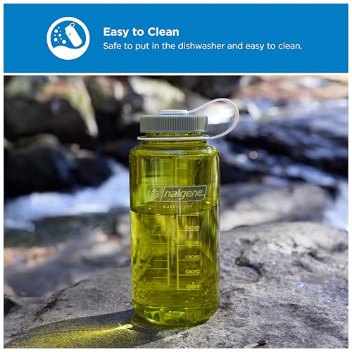Nalgene 32 oz Wide Mouth Water Bottle | BPA-Free, Durable & Leak Proof, Lightweight Bottle for Hiking & Gym, Work & Travel - color: Endive w/ Oil Green, size: 32 Ounces